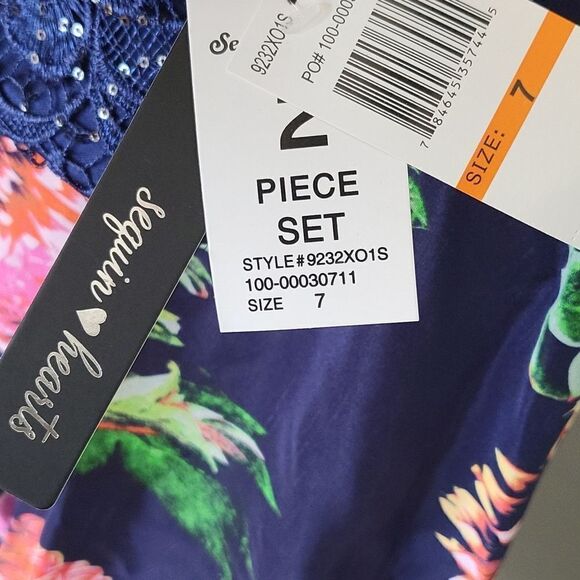 Women's Sequin Hearts Two-Piece Gown, Size 7 - Blue - Picture 5 of 6